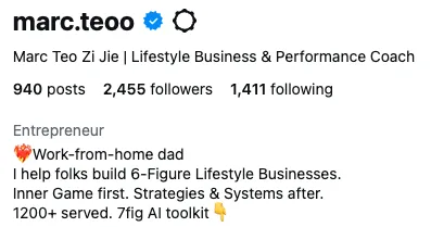 Marc's Instagram profile