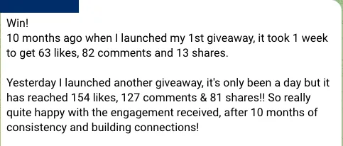 One giveaway, 10x the engagement of the first